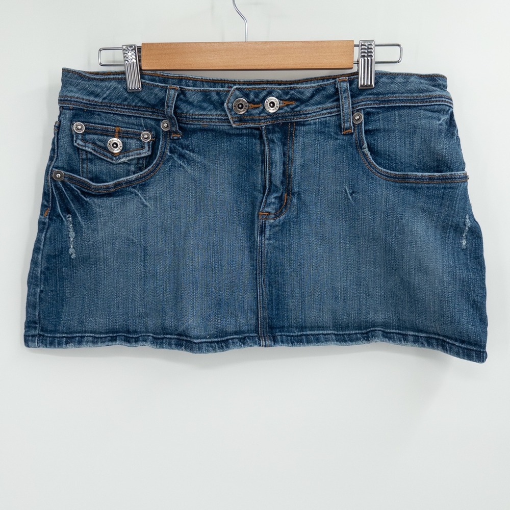 Y2K Soundgirl Denim Mini Skirt Womens 14 Bratz‎ Low Rise Studded McBling Micro
